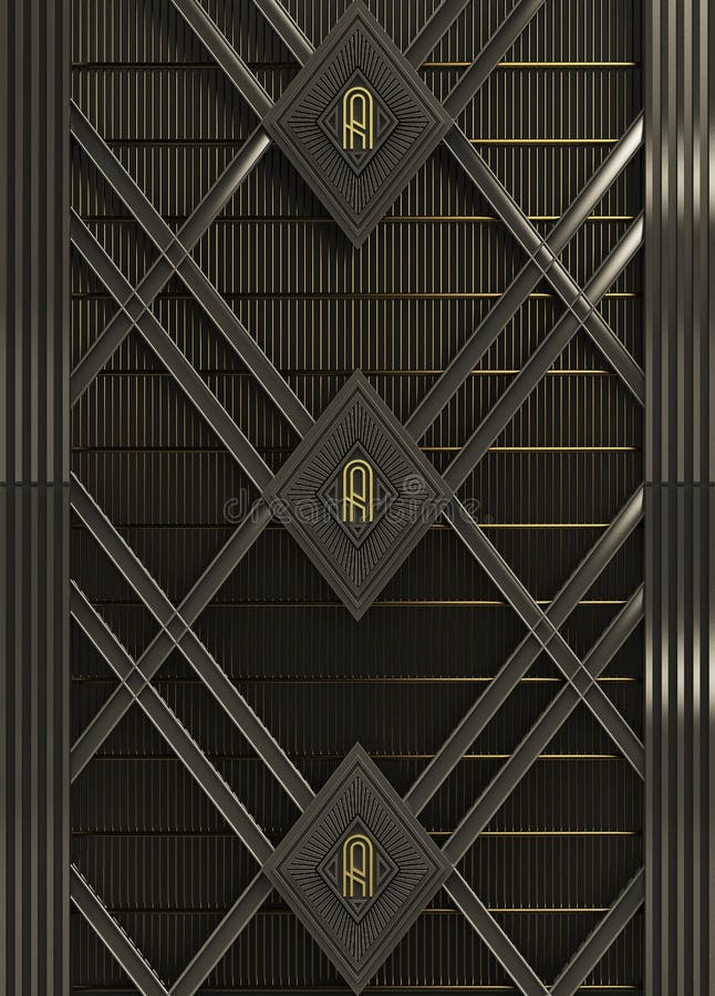 Wall Art Deco Style Made Of Steel And Gold Background Render Stock  Illustration - Illustration Of Decorative, Backdrop: 70554862