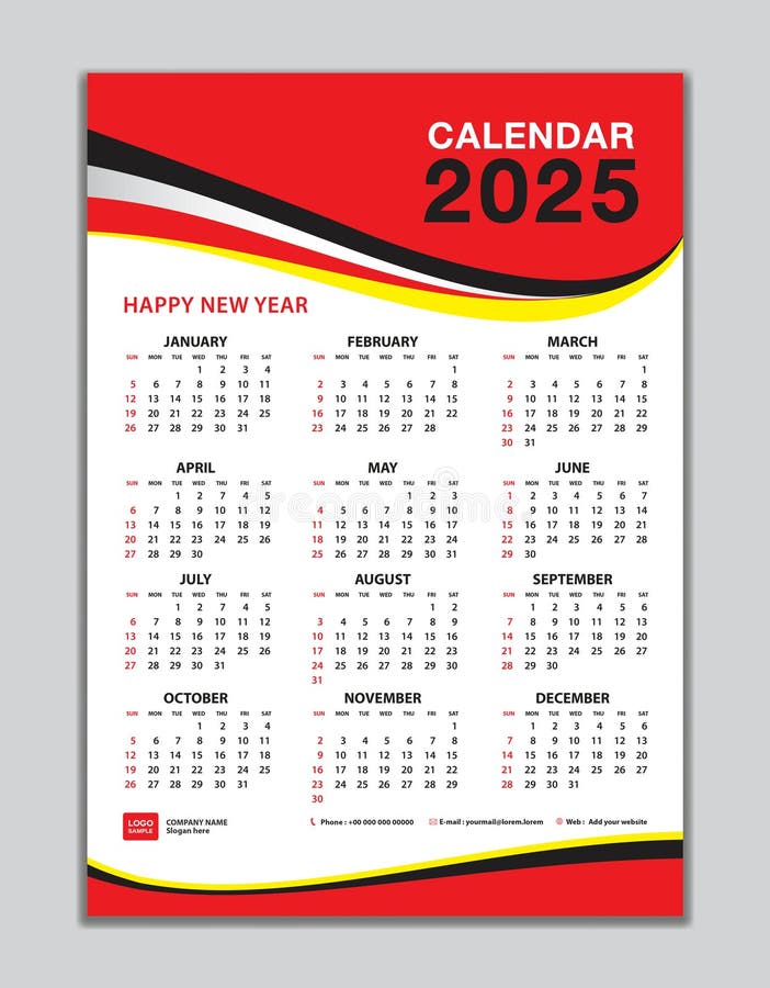 Calendar 2025, Spanish, Sunday Stock Vector Illustration of neat
