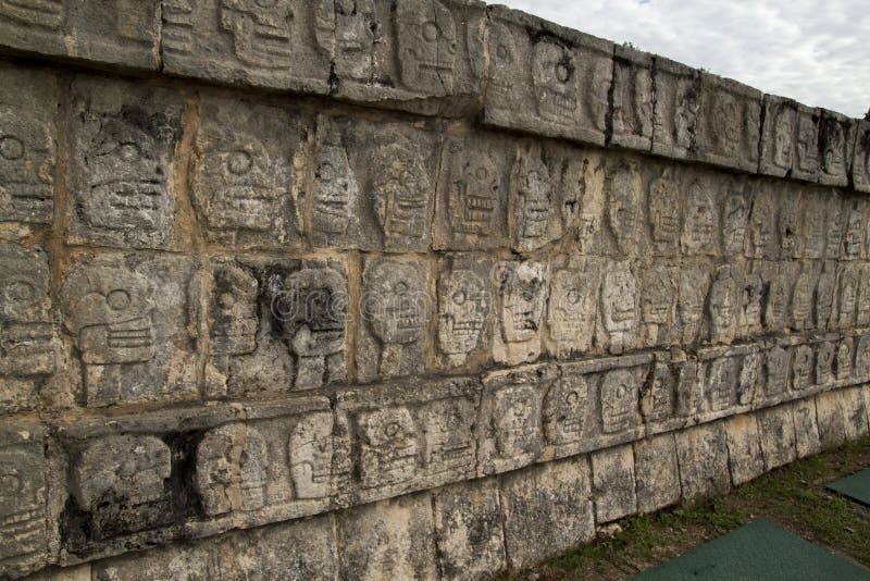 Wall of Carved Skulls, Mexico Stock Photo Image of yucatan, mexico