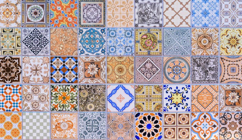 Wall ceramic tiles patterns Mega set from Thailand public park.