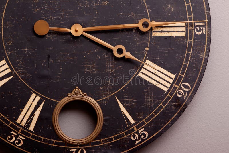 Wall Clock on Black Background Stock Image Image of black, hours