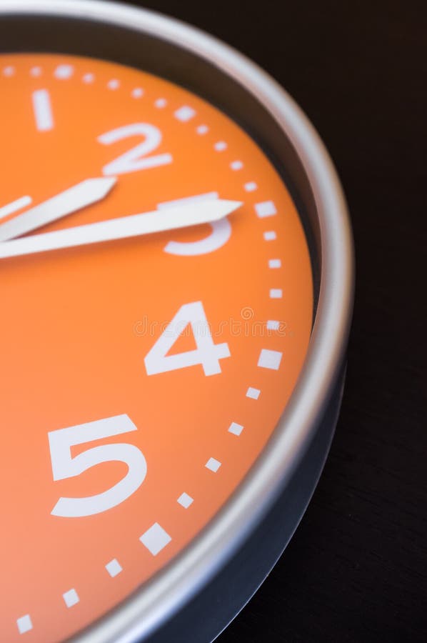 Wall Clock on Black Background Stock Image Image of black, hours