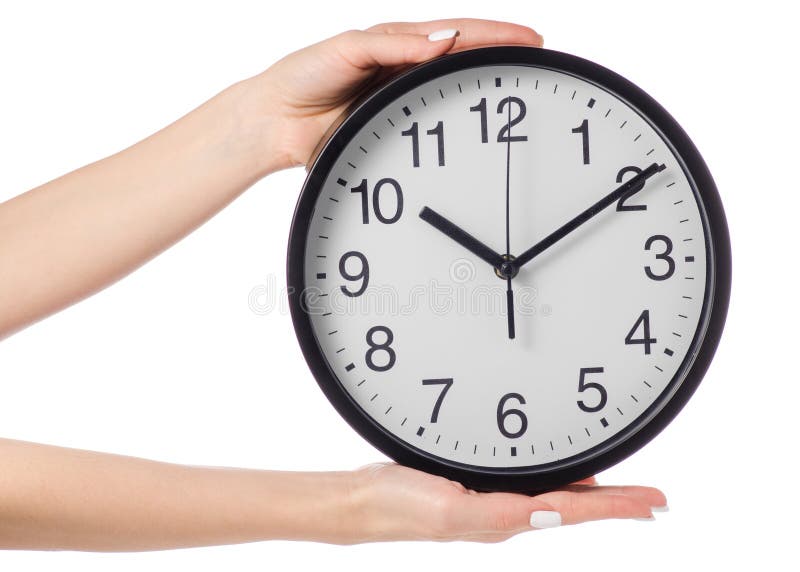 Wall clock in hand stock photo. Image of decoration 108758172