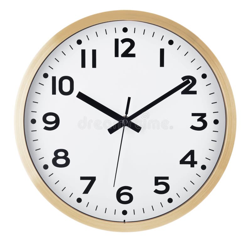 Wall Clock Isolated On White. Ten Past Ten. Stock Photo Image of