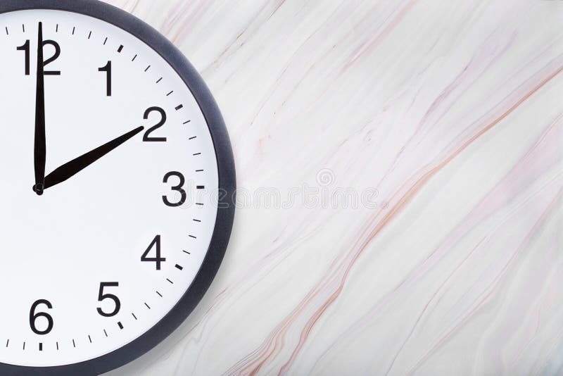 Wall Clock On Marble Texture With Natural Pattern With Copyspace Stock