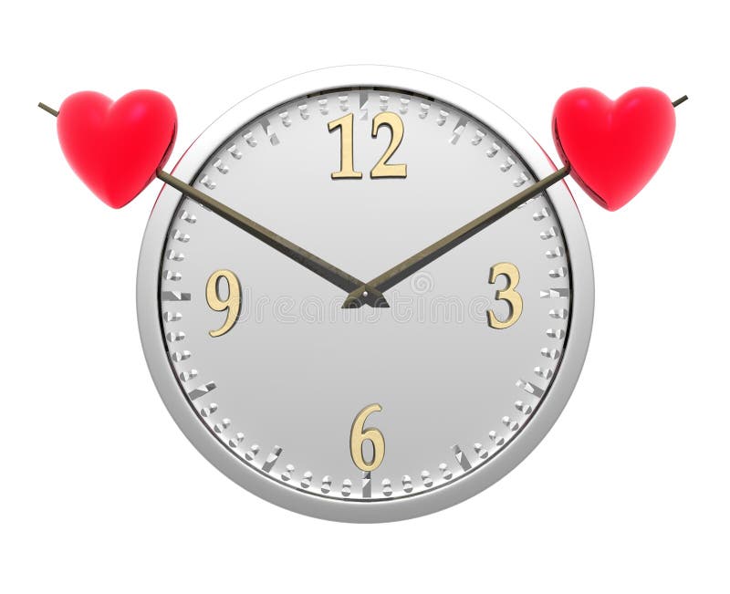 Wall clock with two red hearts