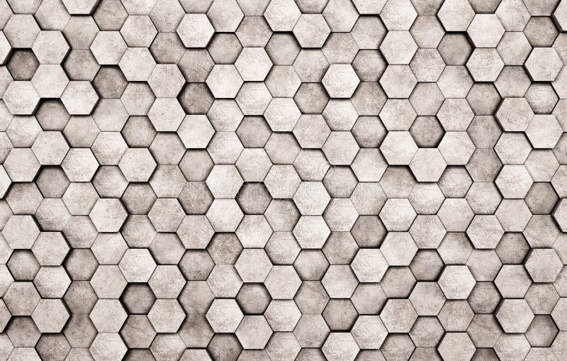 Wall of concrete hexagons