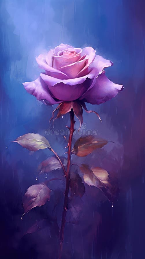 Wall Decor with a Purple Rose Stock Illustration - Illustration of rose ...