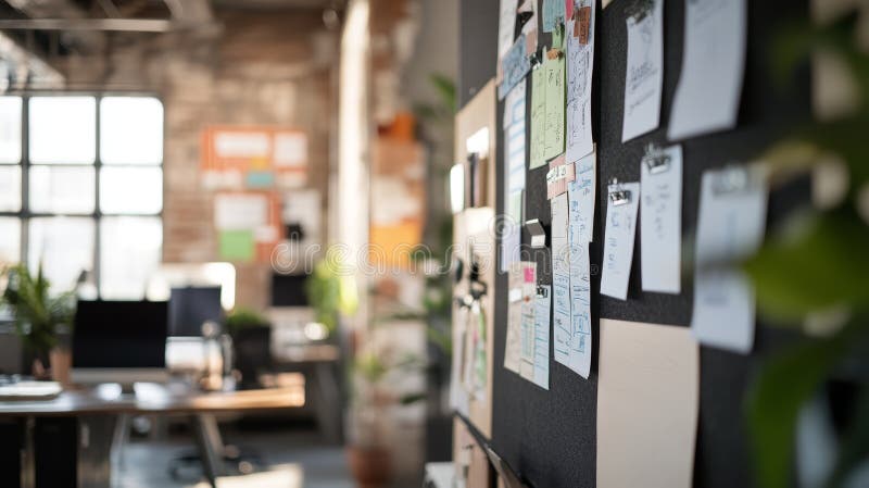 Wall of ideas, a collection of colorful sticky notes for brainstorming and project planning royalty free illustration