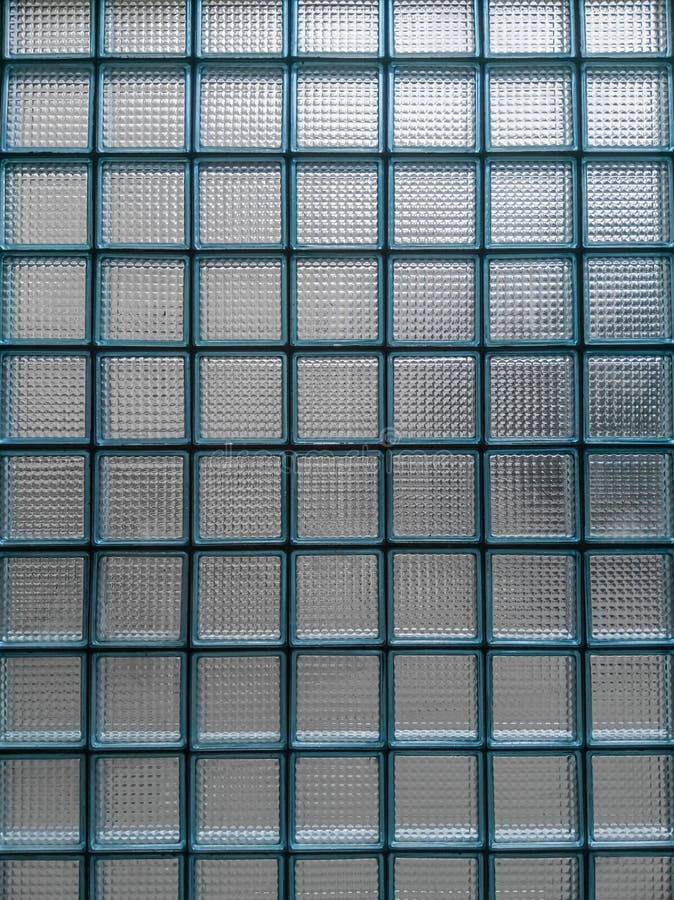 The Wall is Lined with Blue Glass Blocks, Textured Stock Image Image