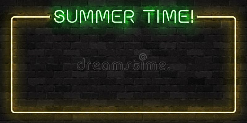 Vector realistic isolated neon sign of Summer Time frame logo for template decoration and layout covering on the wall background.