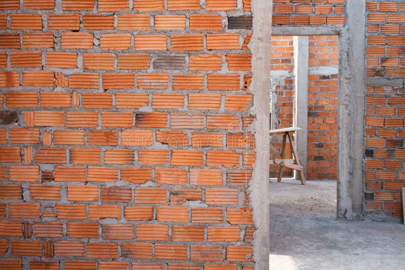 Wall Made Brick in Residential Building Construction Stock Photo ...