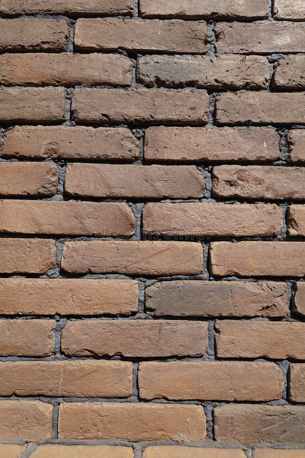 Wall Made of Brick Veneers Front View Stock Image - Image of background