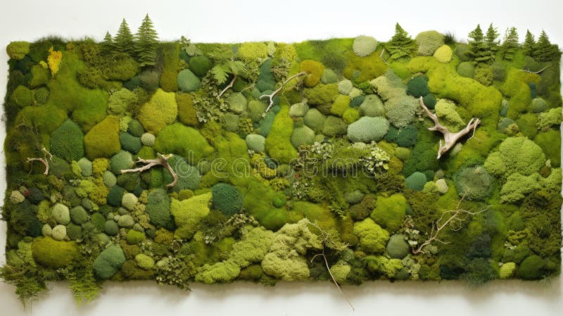 A wall made of moss and plants, AI