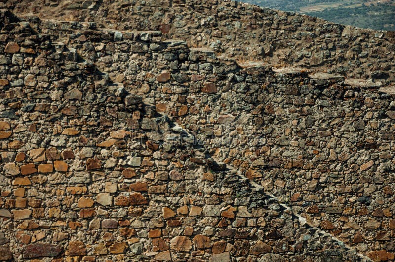 Wall made of rough stones rising along the hill in Marvao royalty free stock images Wall made of rough stones rising along the hill in Marvao royalty free stock images