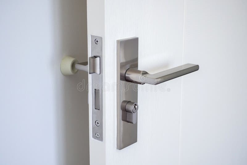Wall Mounted Door Stopper with Modern Door Handle Stock Image Image