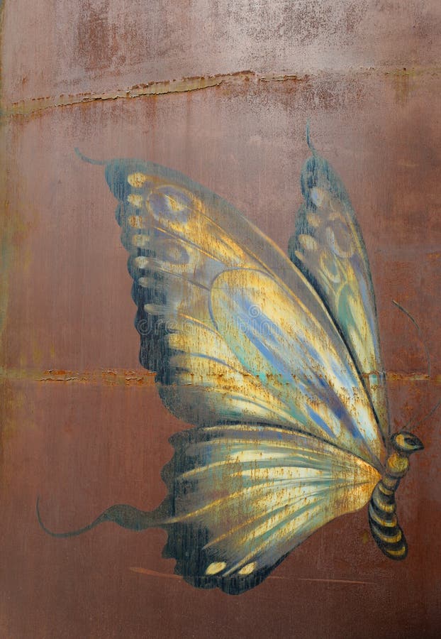 The Wall Painting of a Butterfly Stock Photo Image of butterfly, wall