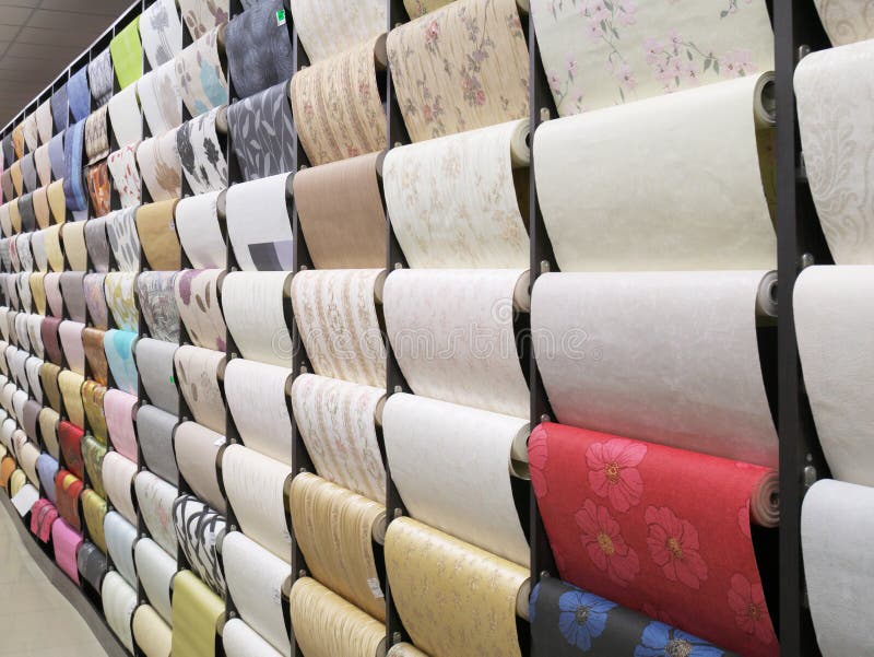 Wallpapers is in a shop stock image. Image of design 174310029