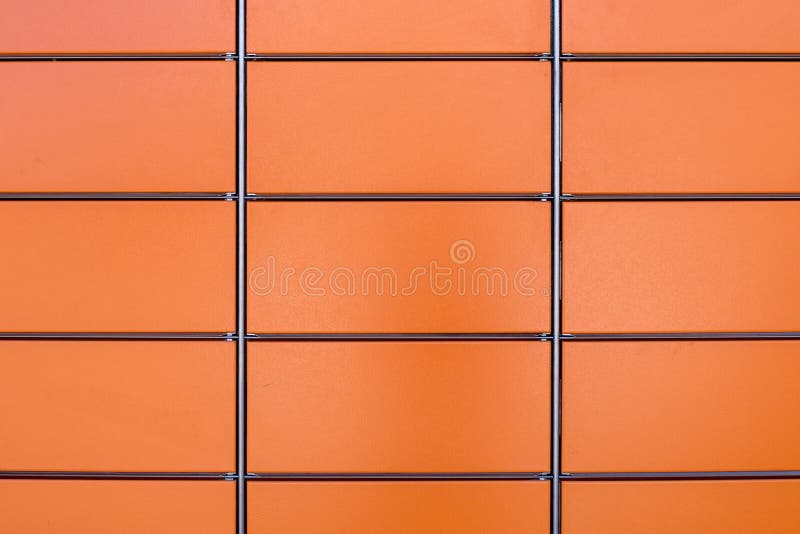 Wall of Rectangular Metallic Orange Panels Stock Photo Image of