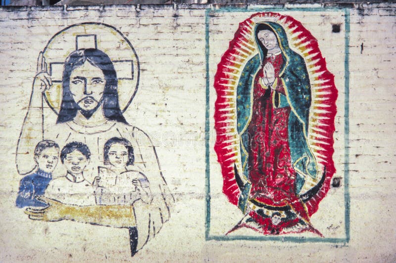Wall with religious drawing in the streets of mexico royalty free stock photos Wall with religious drawing in the streets of mexico royalty free stock photos