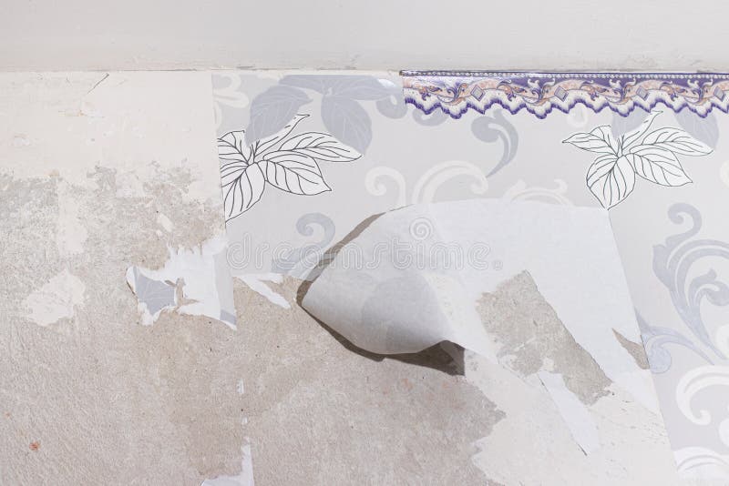 The Wall after Removing the Wallpaper Traces of Plaster on the