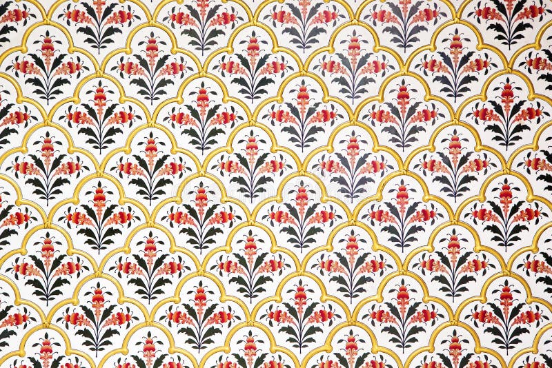 Wall richly decorated in Bikaner palace, India