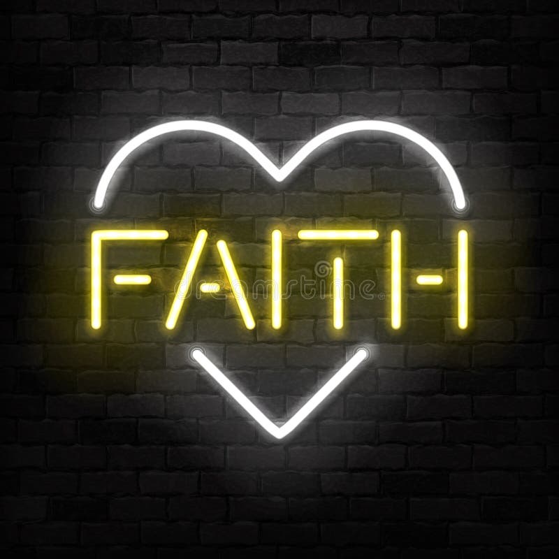 Vector Realistic Isolated Neon Sign of Faith Logo for Template