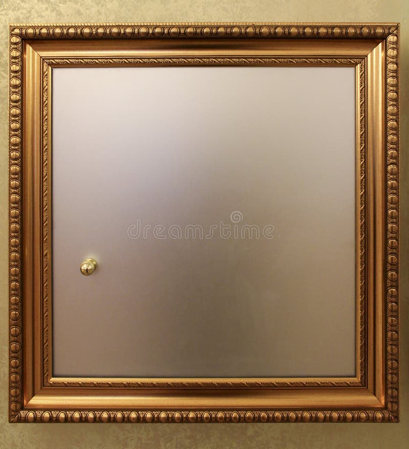 Inwall Safe Door with a Golden Frame Stock Photo Image of wall