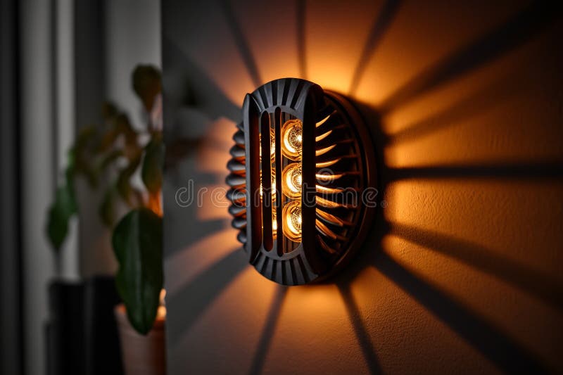 Wall Sconce Lamp with Warm Lighting Illustration Generative AI Stock
