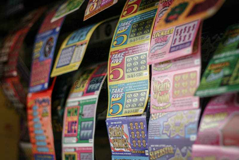 Scratch Off Lottery Tickets. Wall of scratch-off lottery tickets at a bodega in downtown Manhattan