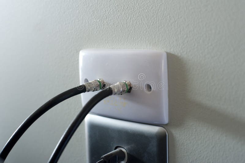 Wall Socket with TV Cables for Comunication and Broadcasting of the
