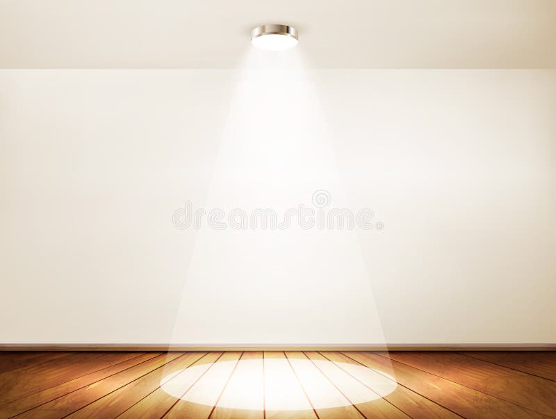 Wall with a Spotlight and Wooden Floor. Stock Vector Illustration of
