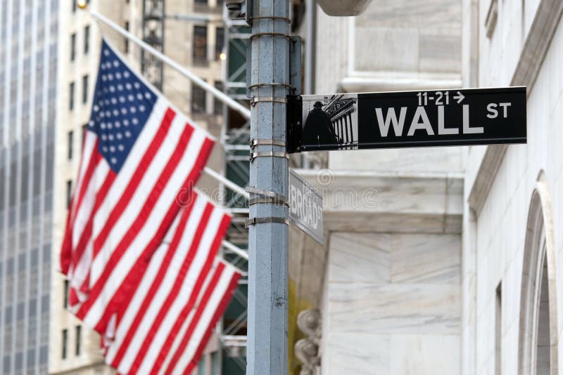Wall Street sign in lower Manhattan New York royalty free stock photo Wall Street sign in lower Manhattan New York royalty free stock photo