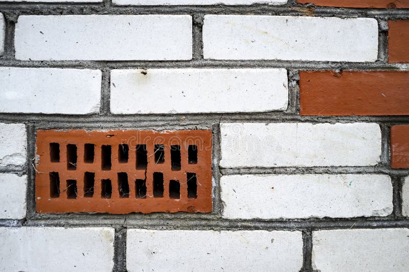 A Wall of White and Red Brick Stock Photo Image of material, white