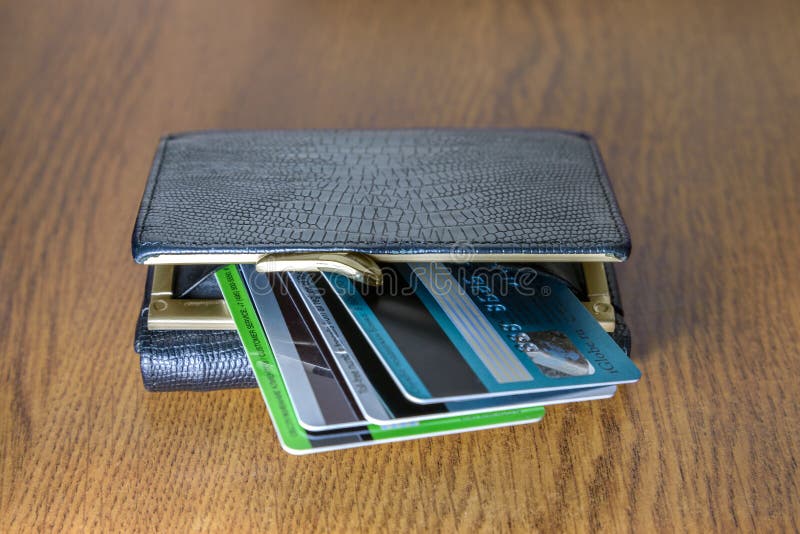 Wallet and credit cards stock image