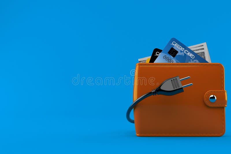 Wallet with electric plug stock illustration. Illustration of money 149051242