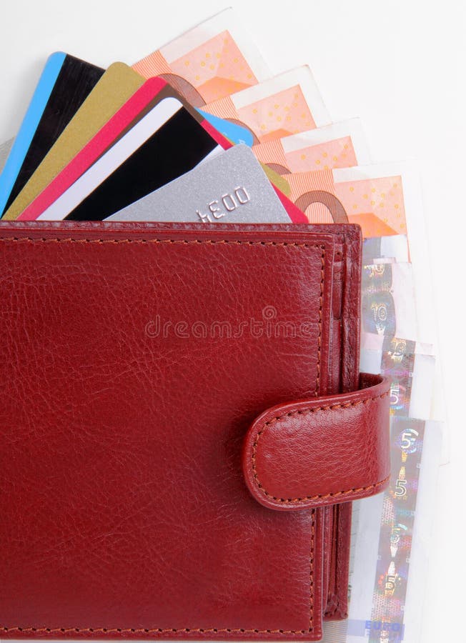 Wallet with euro banknotes and credit card