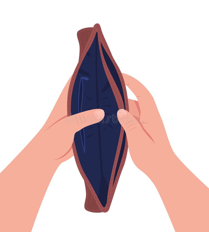 Empty Purse in the Hands of a Young Woman Stock Vector - Illustration of  economic, financial: 283771255