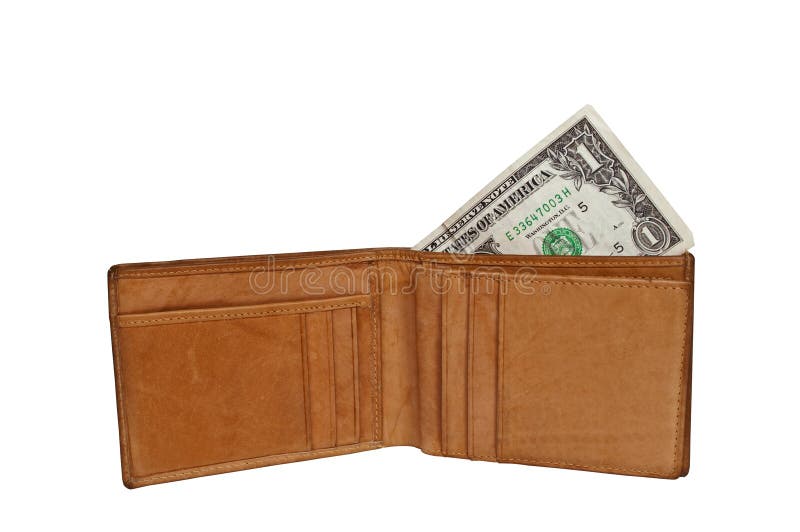 Wallet with one dollar stock photos Wallet with one dollar stock photos