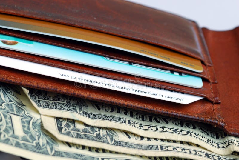 Wallet with Some Credit Cards and Cash Stock Photo Image of poverty, wallet 14189980