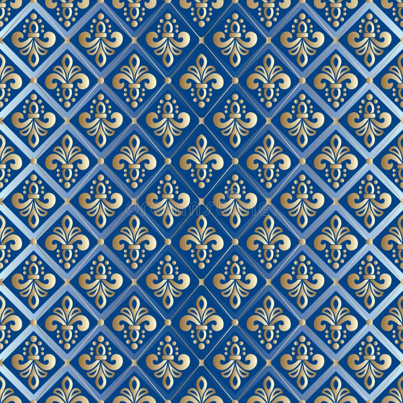 Dark Blue Fleur De Lis Background Wallpaper Stock Illustration