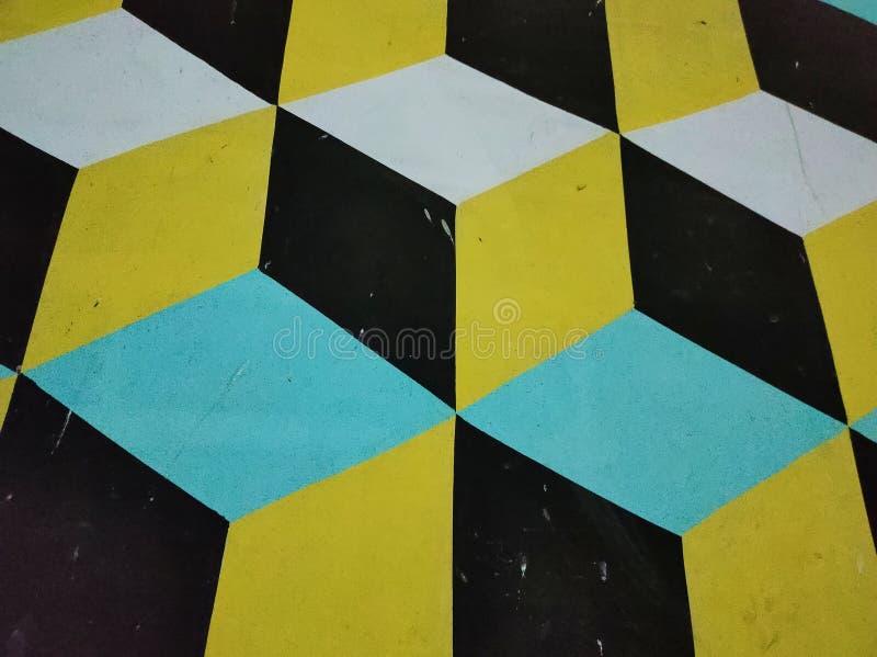 Wallpaper abstract cubes on the wall in Coffee shop stock photography