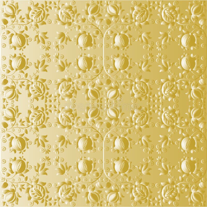 Wallpaper With Gold Flowers Stock Vector - Illustration of beautiful