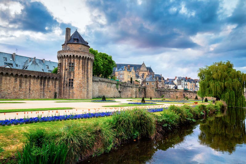 Walls of the Ancient Town and the Gardens in Vannes. Brittany (Bretagne ...