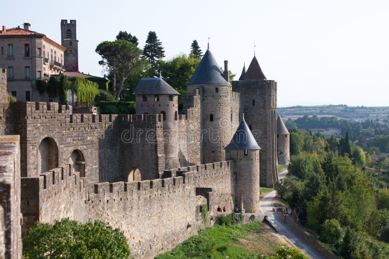 Aerial Top View of Carcassonne Medieval City and Fortress Castle from Above,  France Stock Photo - Image of castle, ancient: 105550040