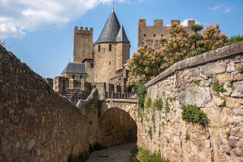 Aerial Top View Of Carcassonne Medieval City And Fortress Castle From Above,  Sourthern France Stock Photo, Picture and Royalty Free Image. Image  81282595.