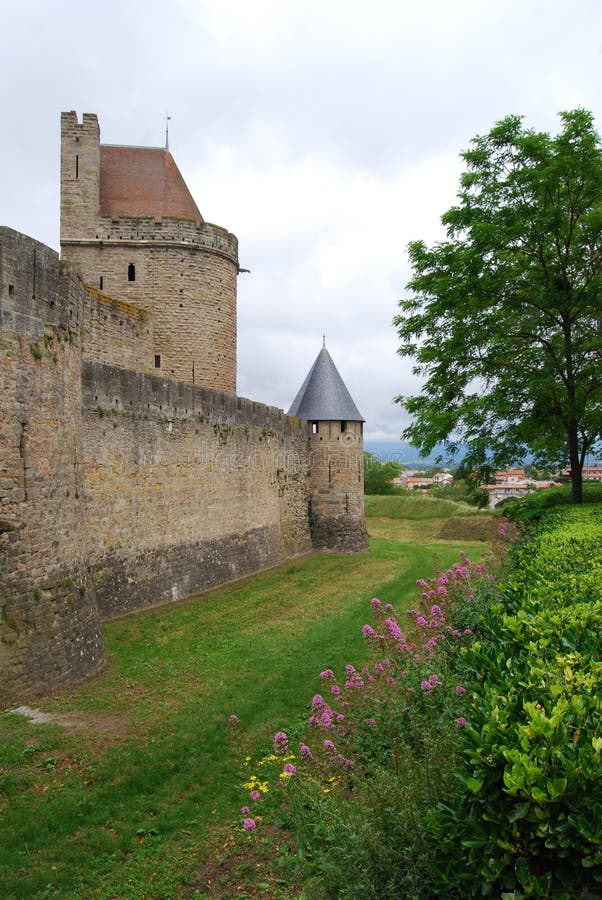 Walls of French town Carcassonne