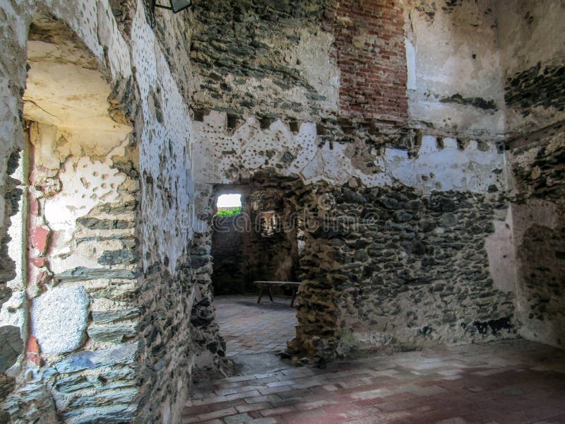 Walls inside the Fort Lagarde monument in Prats-de-Mollo-la-Preste, Pyrenees-Orientales, Occitanie, southern France