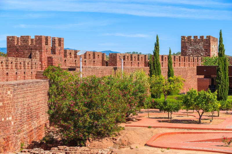 Walls of medieval castle in Silves town