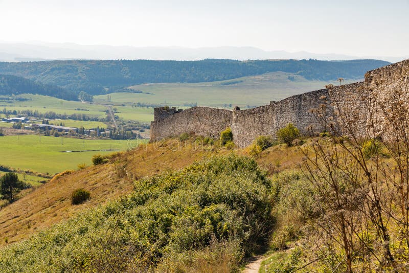 Walls of Spis Castle in Slovakia.